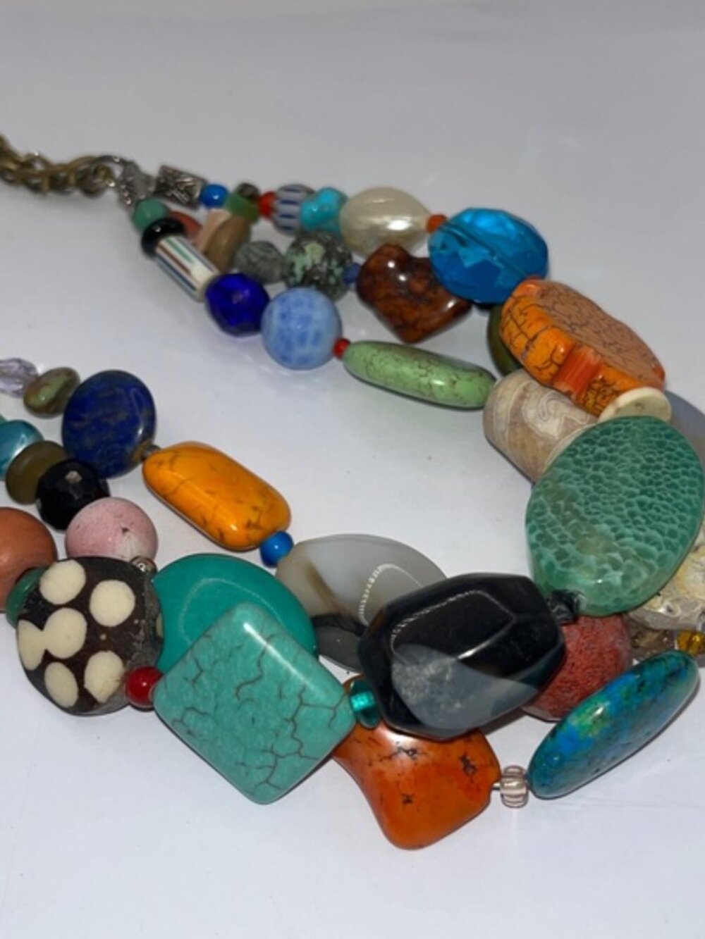 Colorful Beaded Necklace Layered Triple Strand Glass Beads Southwest Western - Picture 7 of 13